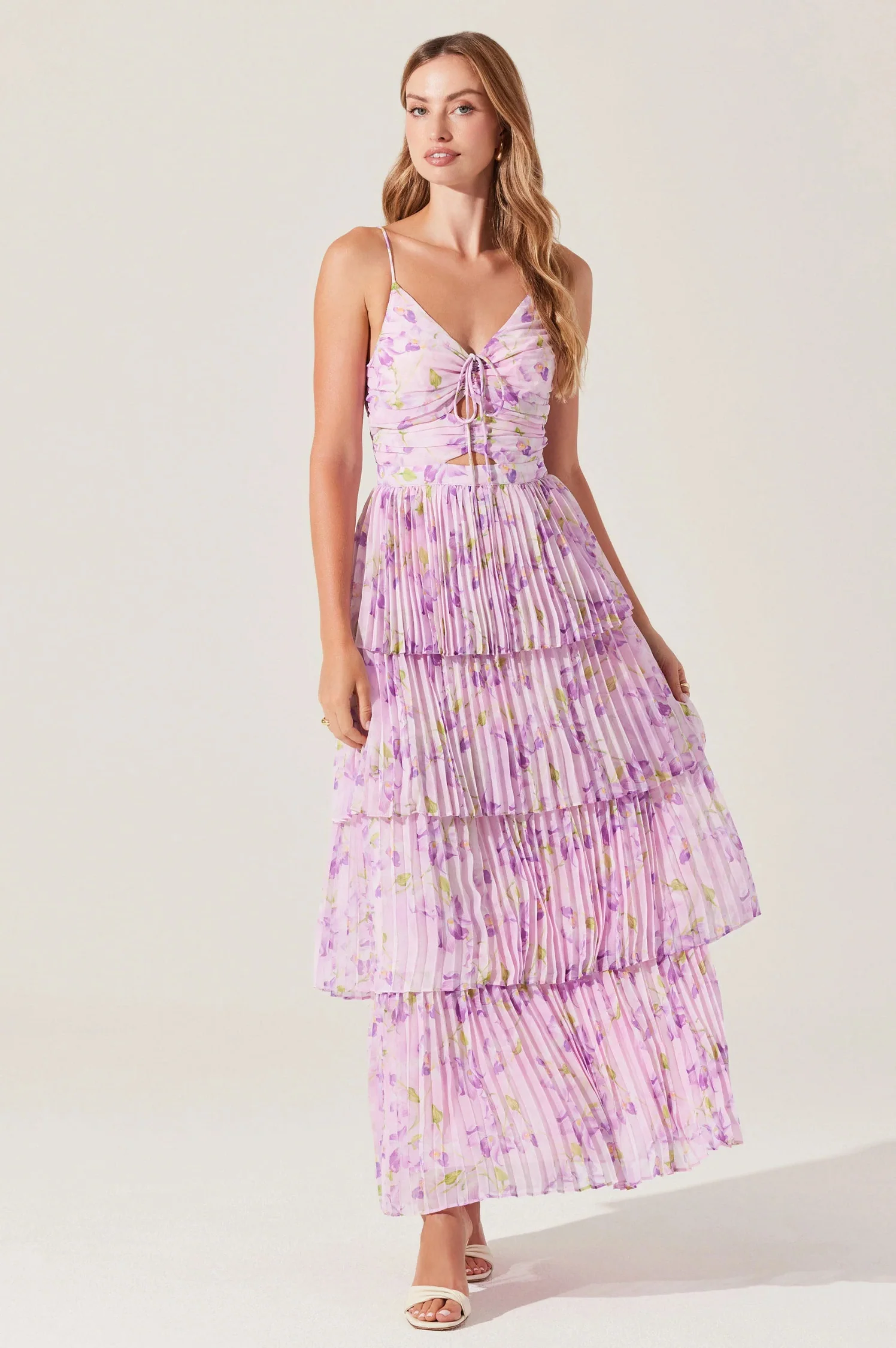 Daytona Pleated Floral Maxi Dress - Intensery