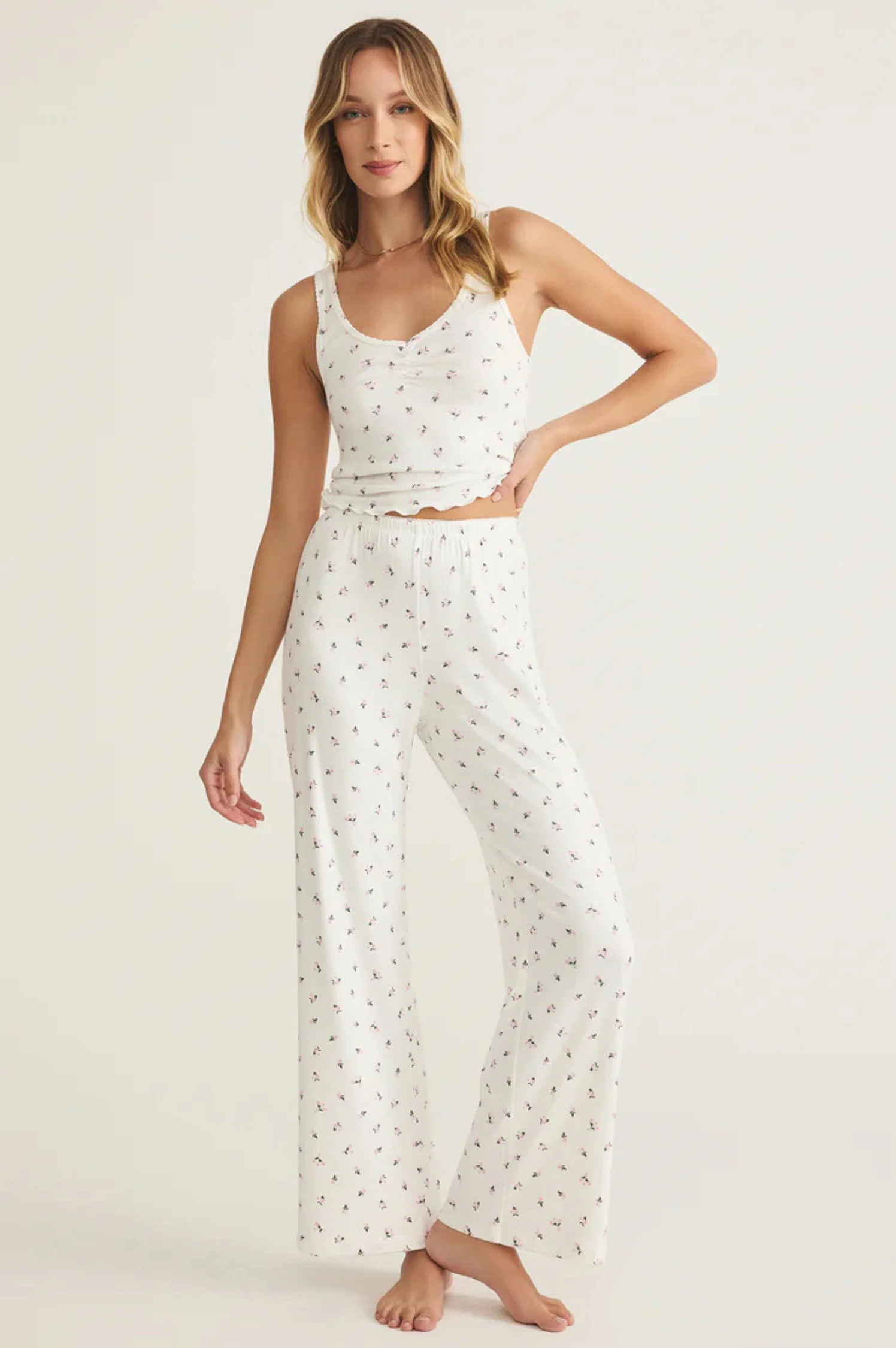 90'S Pointelle Ditsy Floral Tank - Intensery