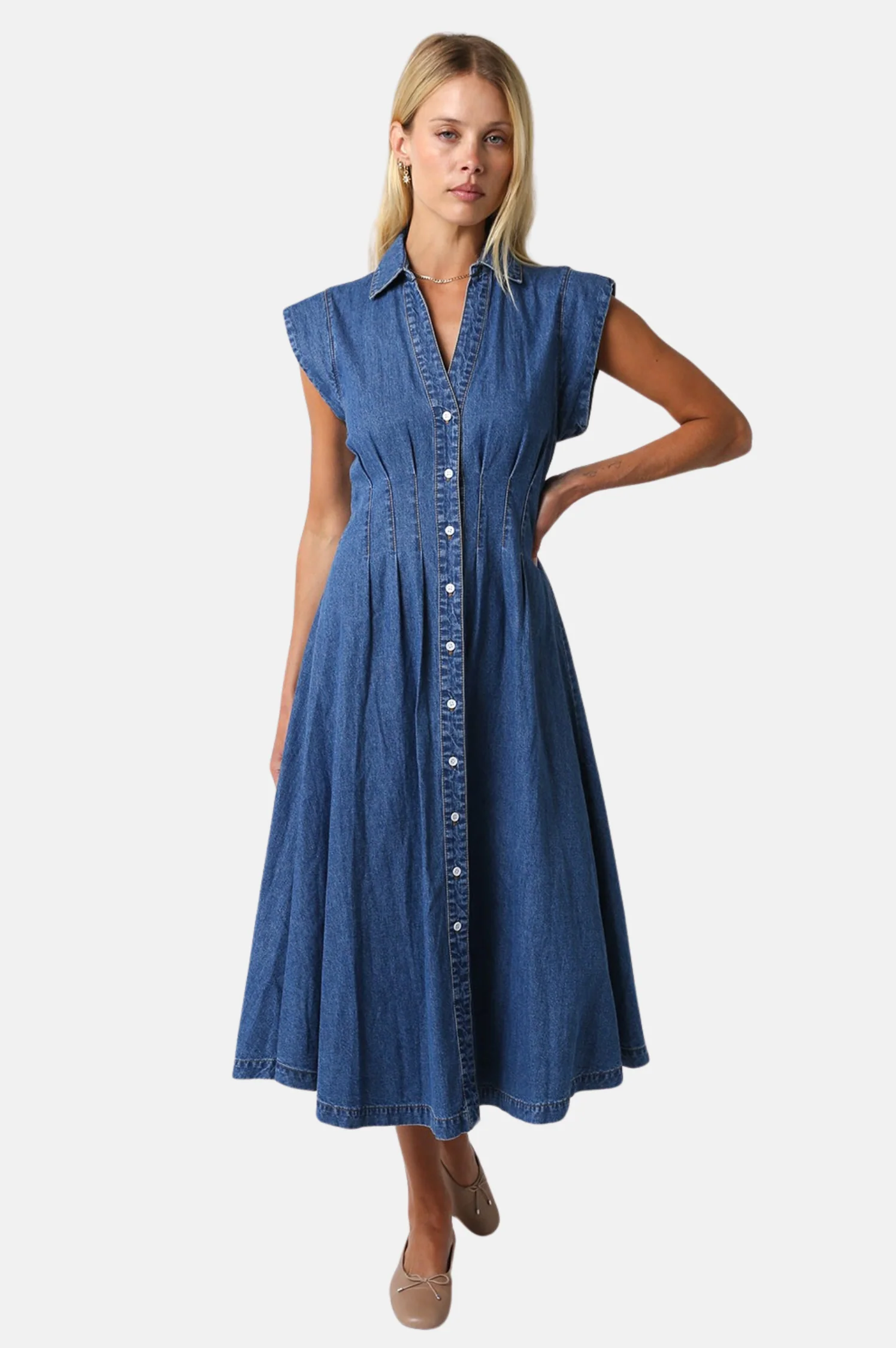 Blair Denim Midi Dress - Intensery