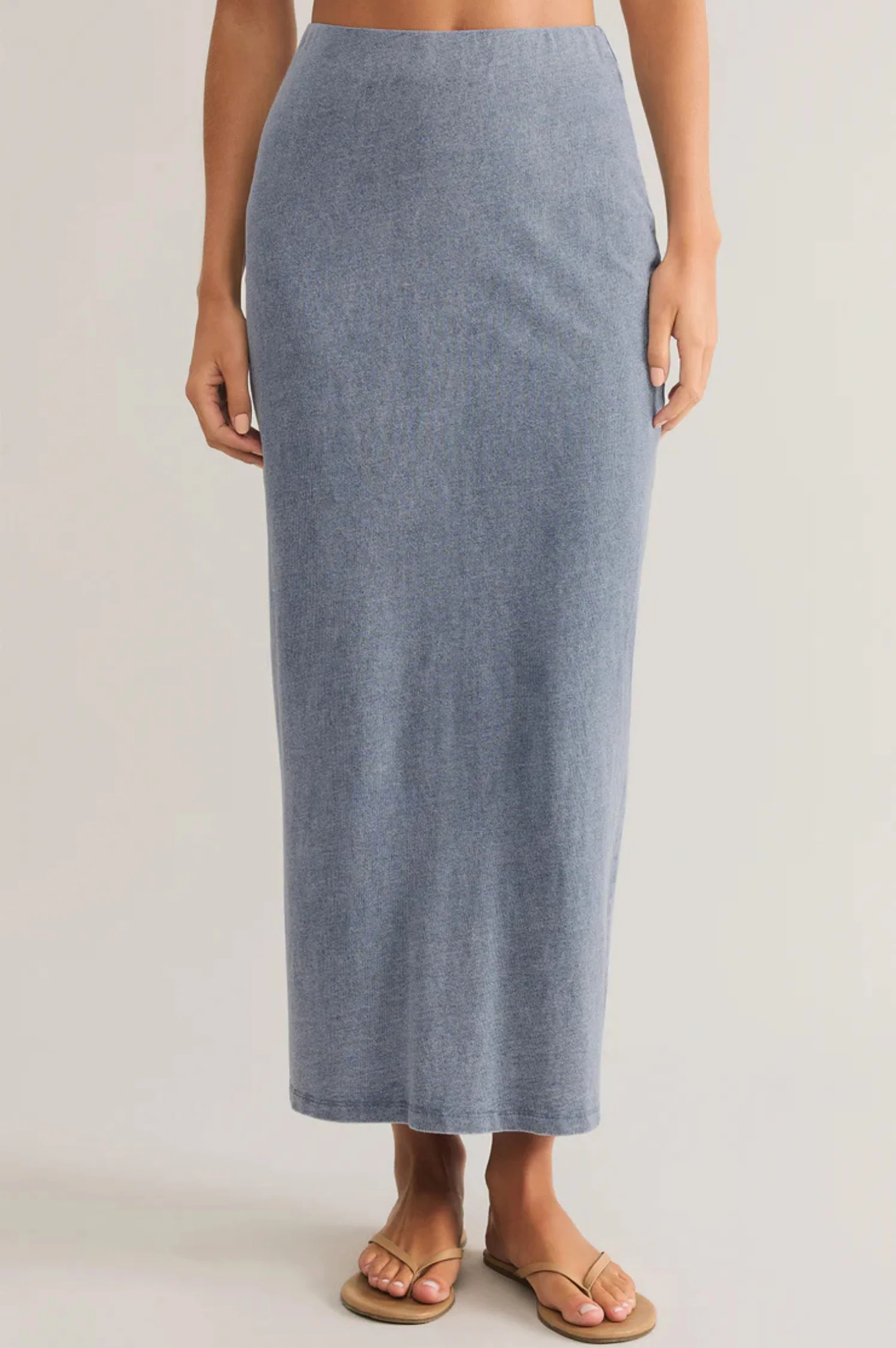Gail Jersey Denim Midi Skirt - Intensery