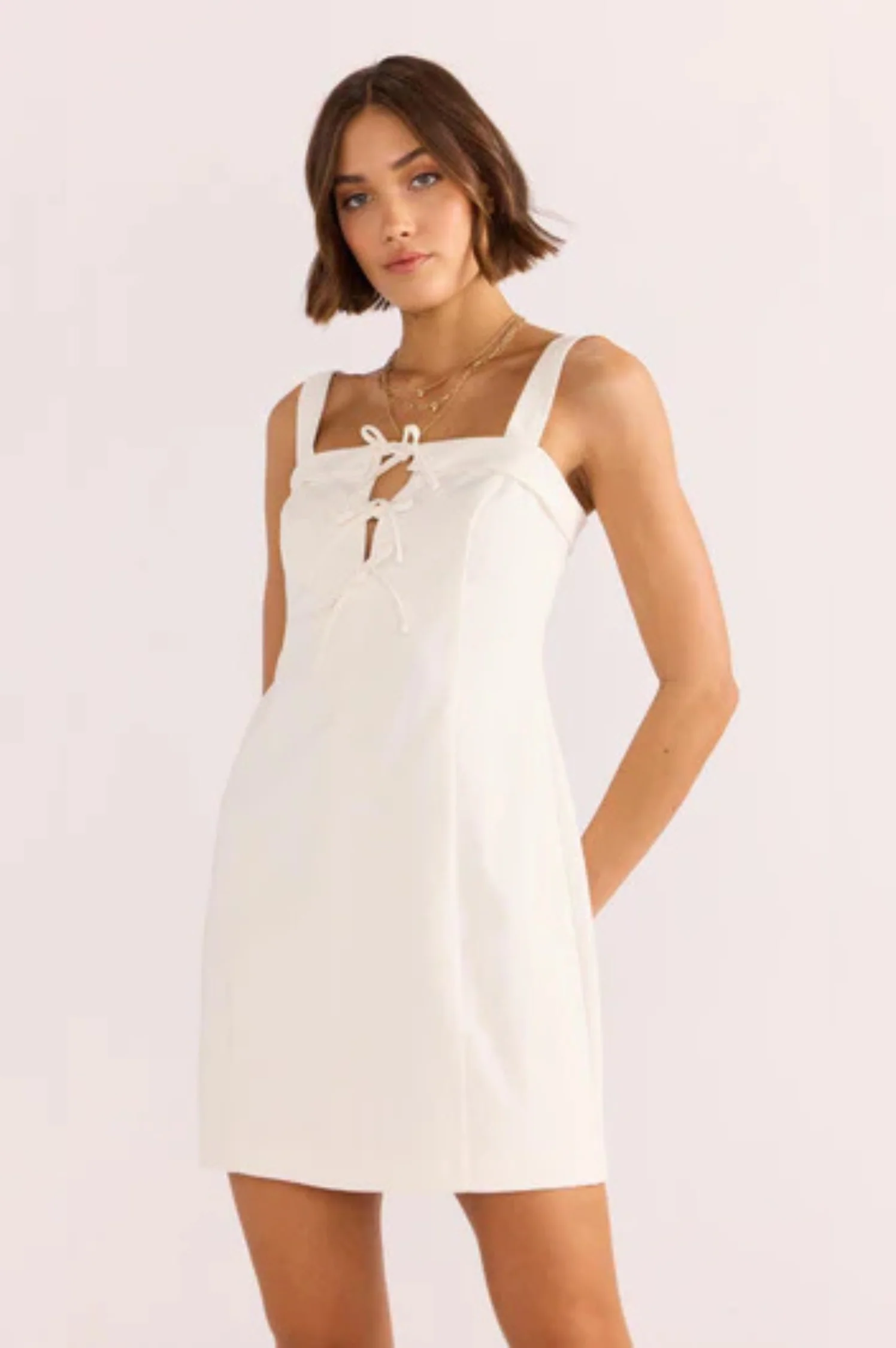 Imogen Drill Tie Mini Dress - Intensery