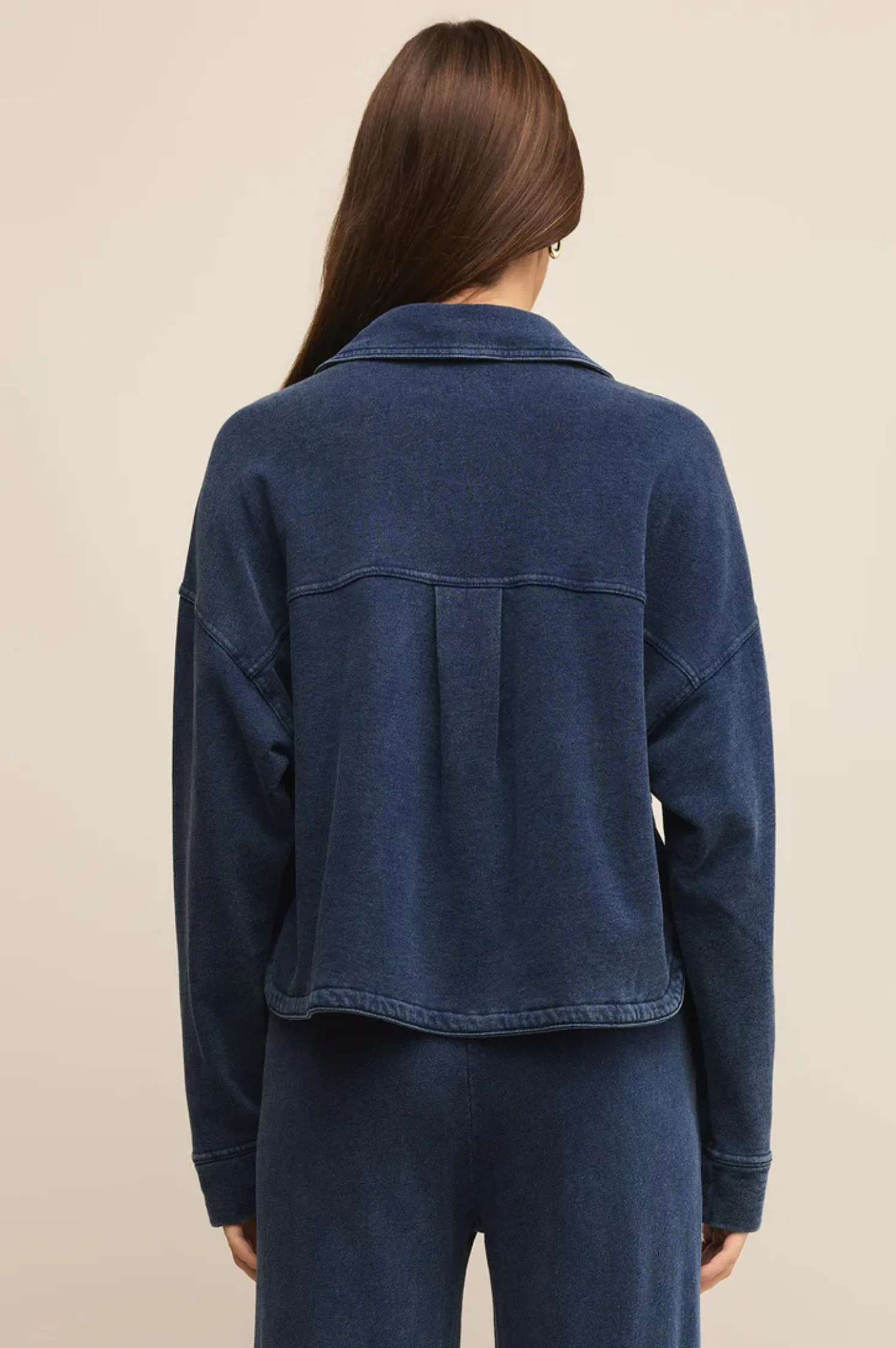 All Day Cropped Knit Denim Jacket - Intensery